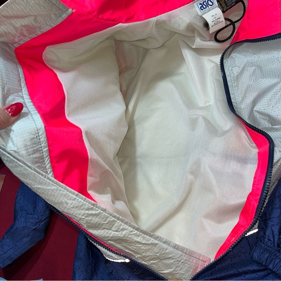 ASICS GoreTex 90s JACKET GRAY blue PINK ZIP UP nylon Windbreaker Golf Rain MEN L - Picture 14 of 16